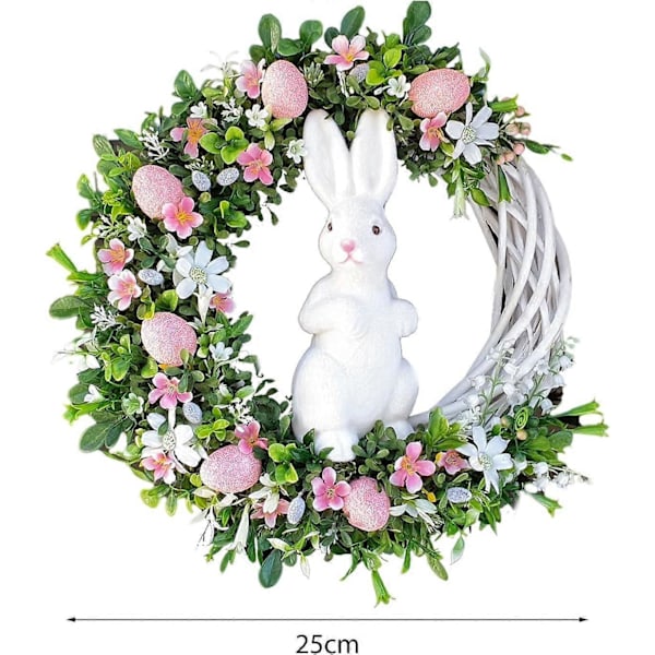 25cm/9.84 tum Påskkrans Iögonfallande Konstgjord Påskhare Krans Hängande Påskdekoration