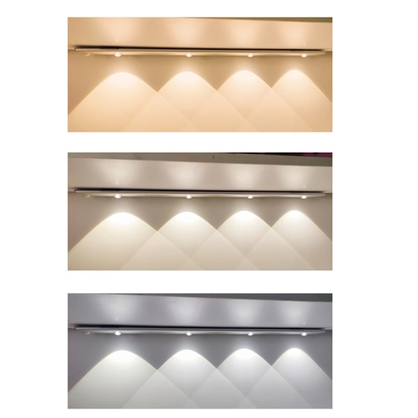 LED-garderobslampa, ultratunn, intelligent, uppladdningsbar, trådlös LED-rörelsesensorlampa för skåp, 40 cm/15,7 tum, silver