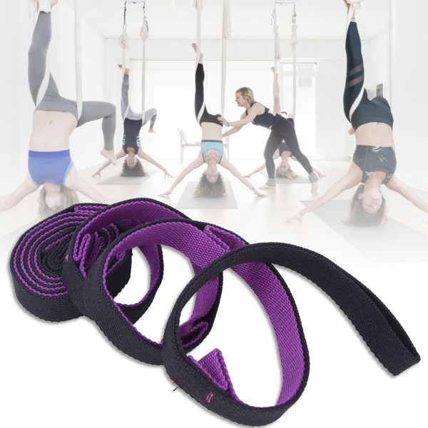 2 m Yoga Stretch Bältesrep Ökad flexibilitet Benträningsband Rem för träning Fitness Gym (lila svart)