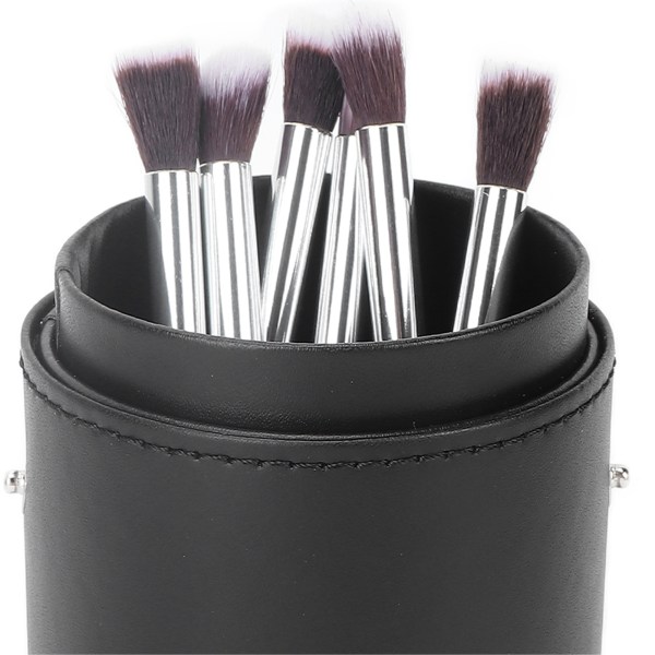 Makeup Børste Holder Organizer Bærbar PU kosmetisk børste Opbevaringspose Tilbehør (sort)