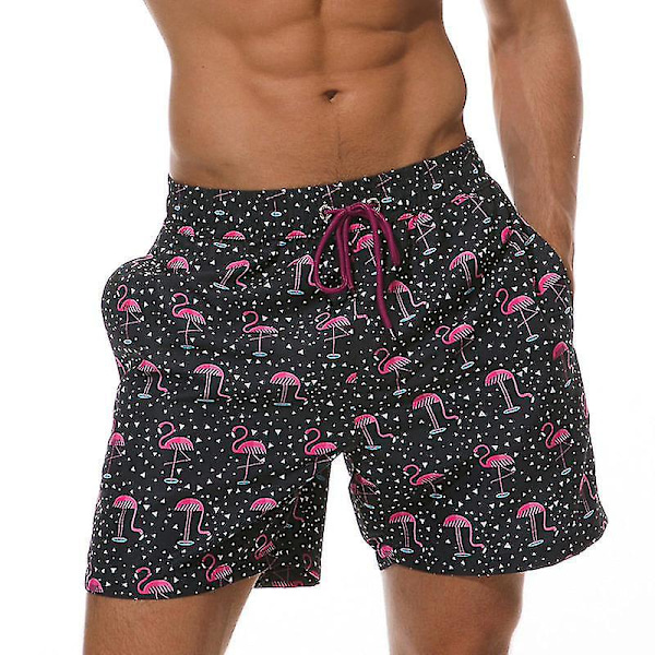 Snabbtorkande badshorts för män - Flamingo Print XL