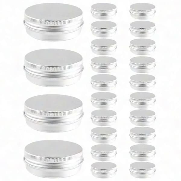 48 pcs 1 oz Silver Aluminum Screw Top Tins, Round Storage Containers