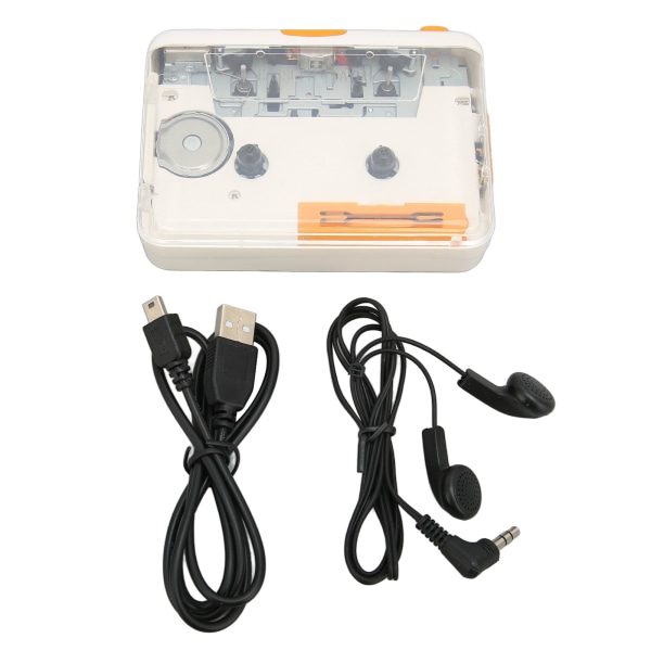 USB Cassette Converter Plug and Play Bærbar MP3 musikbåndafspiller med øretelefon til iPod PC