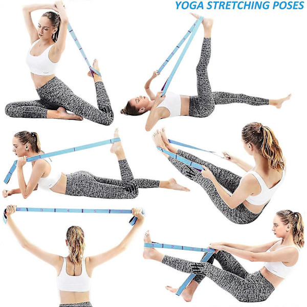 Joogavyö, venytysvyö, joustavat treenivastuskuminauhat 11 lenkillä Pilates-treeniin, tanssiin ja kuntoiluun