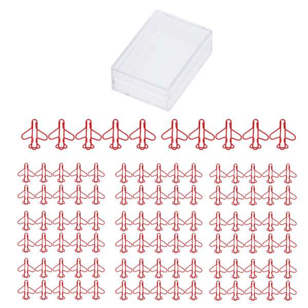 100 stk. flyformede papirclips Rustforebyggende pletteringsproces Sød papirclips til scrapbogskortfremstilling rød
