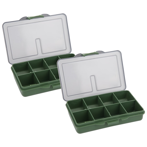 2 stk fiskekrok agn boks mini PP oppbevaringsboks etui for fiskeutstyr tilbehør 8 rom