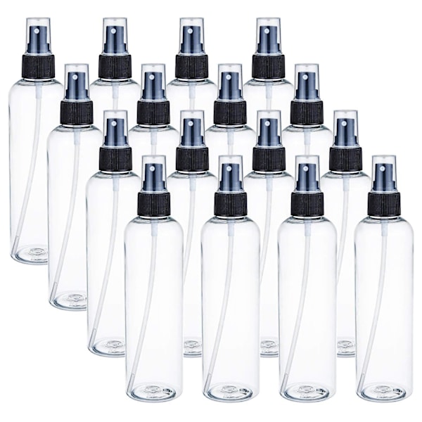 16 Pak Klar 100ml Plastik Sprayflasker Fin Mistet Sprøjte med Pumpelåg til Æteriske Olier Rejser og Parfumer