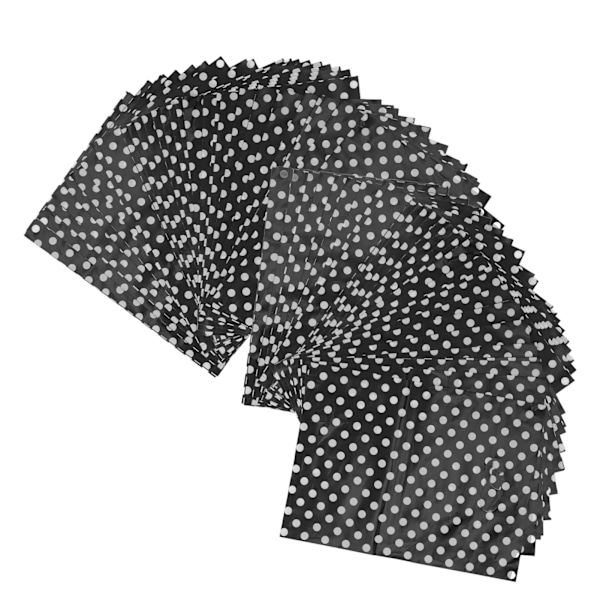 100 st presentpåsar 10,6x7,9in svarta vita prickar LDPE-material Återanvändbara goodiepåsar för butiker Återförsäljare Mässor Hem
