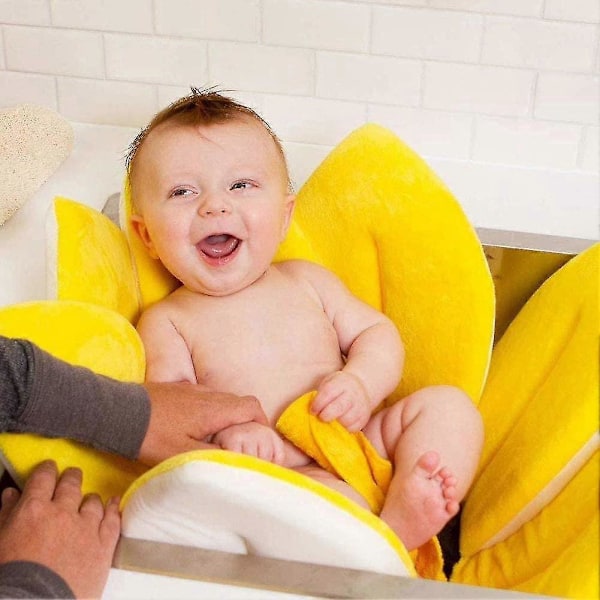 Nyfødt Baby Badehynde Sammenklappeligt Badekar Blomstrende Badeblomst Baby Badekar Vask gul
