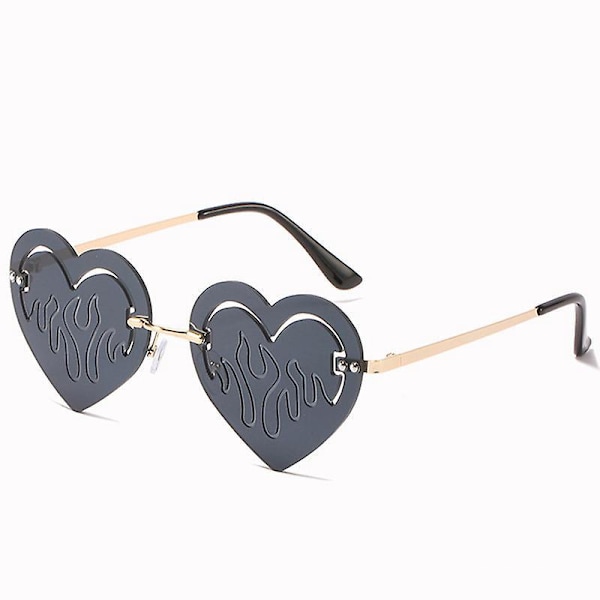 Et par hjerteformede solbriller unisex kreativ fest dekorative solbriller (svart)