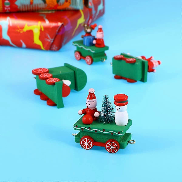 Søte Mini Tog Ornamenter i Tre Barneleker Gave til Julebord Barnehage Dekor (Grønn)