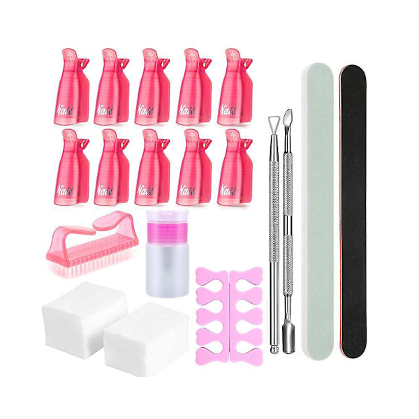 Plast-akryl Nagelkonst Soak Off Cap Clip UV Gel Polish Remover Wrap Verktyg (Rosa)