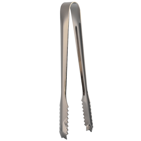 Rustfrit stålis tongs med takkede spids til brug i hjemmet, på barer og restauranter - sort