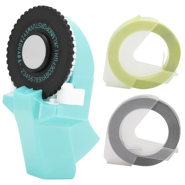 Mini Manuell Tape Maker Dekorativ Farget ABS 3D Pregingstape 9mm for Håndbok Lys Blå