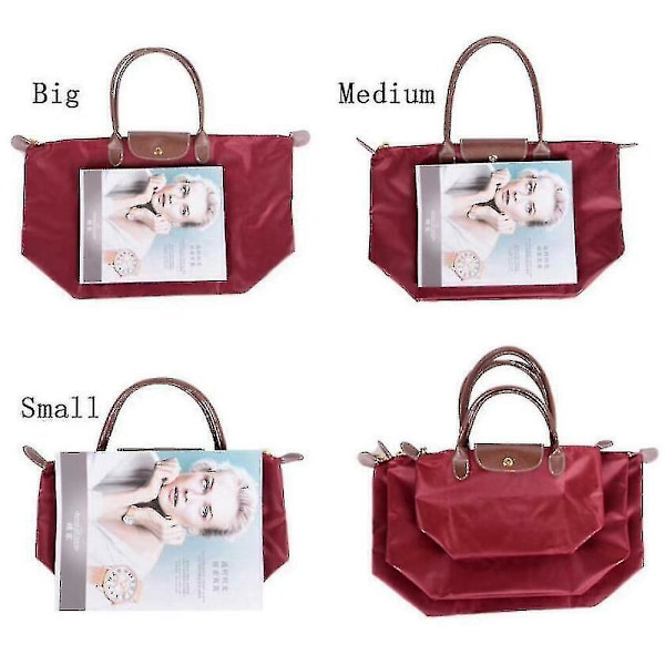 Stor Le Pliage Tote-väska i nylon för damer, axelväska, medium, khaki