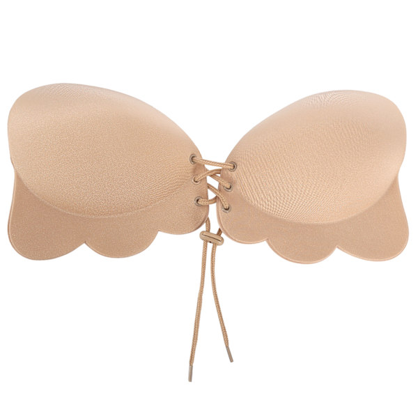 Silikon BH utan axelband trådlös dölj push up one-piece rygglös BH för kvinnor (hudfärg C)