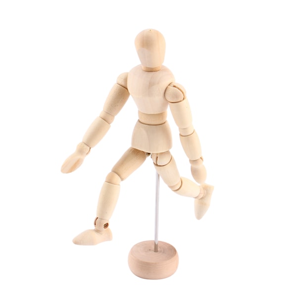 Konstklass träfigur manlig docka skyltdocka trä rörlig modell display hantverk 8 tum