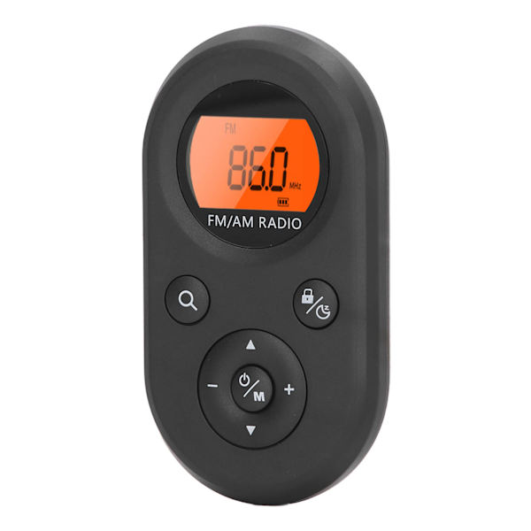 AM FM Mini Radio DC5V 76‑108MHz FM 520 522‑1710KHz AM Bakgrundsbelysning Bärbar radio med hörlurar för utomhussvart