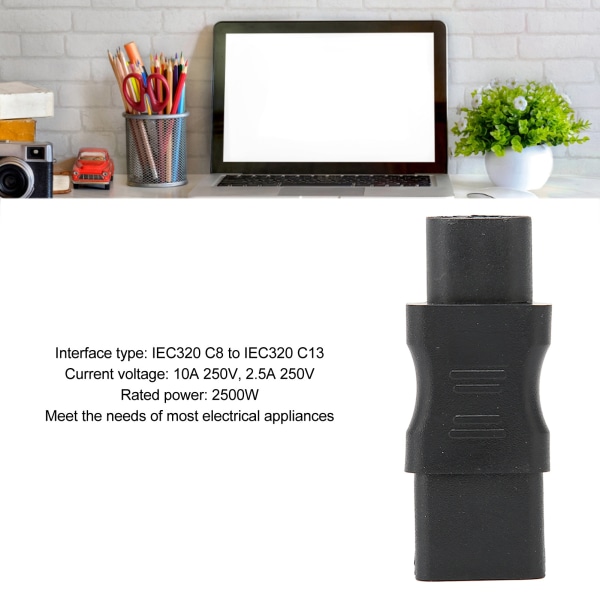4 STK IEC320 C8 til C13 Netledning Adapter PVC-hus IEC320 Strømstik Adapter til Laptop Ups Socket