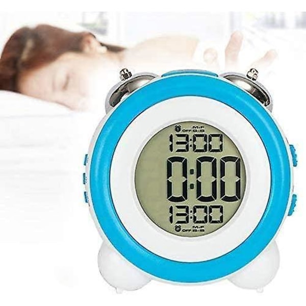 Mini Dubbel Klocka Väckarklocka Kreativ Väckarklocka LED Batteridriven Digital Display Tyst Väckarklocka (Utan Batteri)