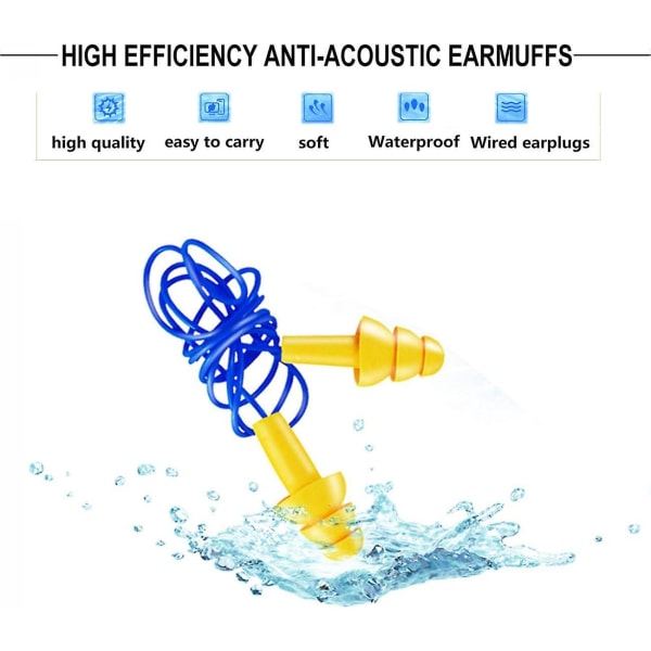 6-pack silikone ørepropper til støjreduktion og høreværn under søvn, studier, arbejde og svømning