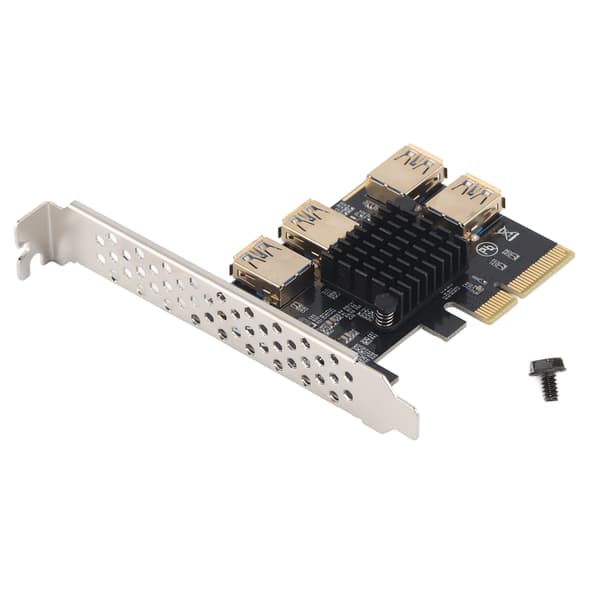 PCI-E Riser-kort PCI-E X4 1 till 4 PCI Express 16X Slot Adapterkort USB 3.0 Adapter Multiplier-kort för Mining
