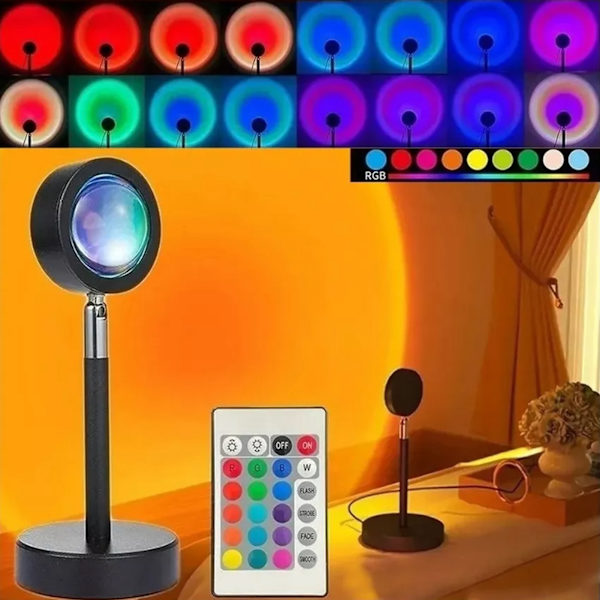 Ambient Projektorlampa 16 Färger 180° Roterbar Fjärrkontroll RGB Projektionsljus för Sovrum