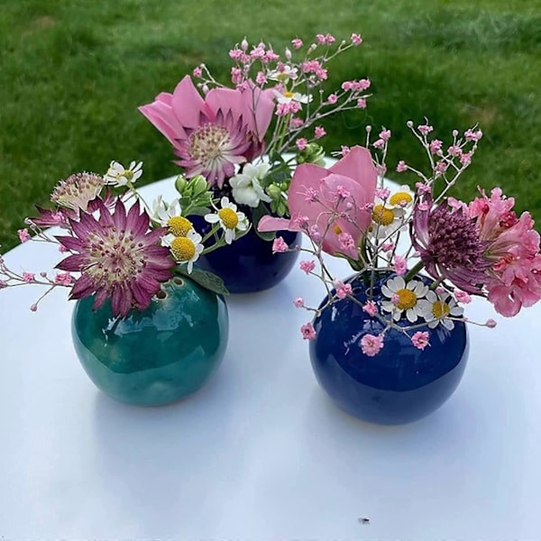 Harts handgjord vas blomsten bordsdekoration, perforerad vas, mini rund miniatyrvas present till mamma -GSLA ZD L rosa A