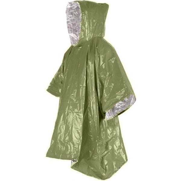 Hätäpeitto Poncho, Uudelleenkäytettävä Hätäselviytymissadetakki Ulkoiluun, Retkeilyyn, Leirintään (1 kpl - Vihreä) Kesäkuu 6.15