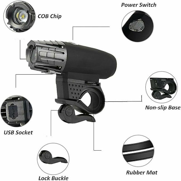 Cykellygte med USB-opladning, cykel forlygte til cykling