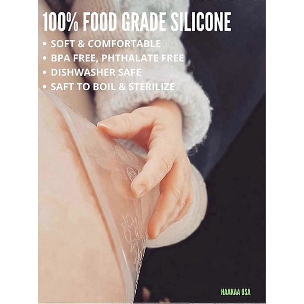 4oz/120ml Silikone Brystpumpe med Sugekop Base Fødevaregodkendt Silikone BPA PVC og Phthalat Fri