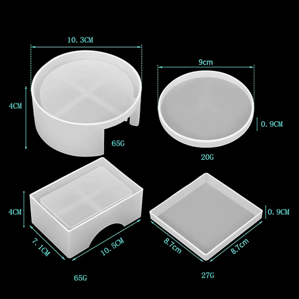 5 stk. Resin Coaster Molds Blød Silikone Udjævning Nem Udgivelse Coaster Silikoneforme til Håndværk DIY