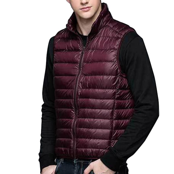 Lättvikts dunväst för män för höst/vinter XXXXL vinröd