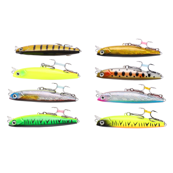 8 st 8 cm/14 g Minnow fiskedrag Sjunkande hårda beten set Super Long Cast VIB beten för bas öring abborre