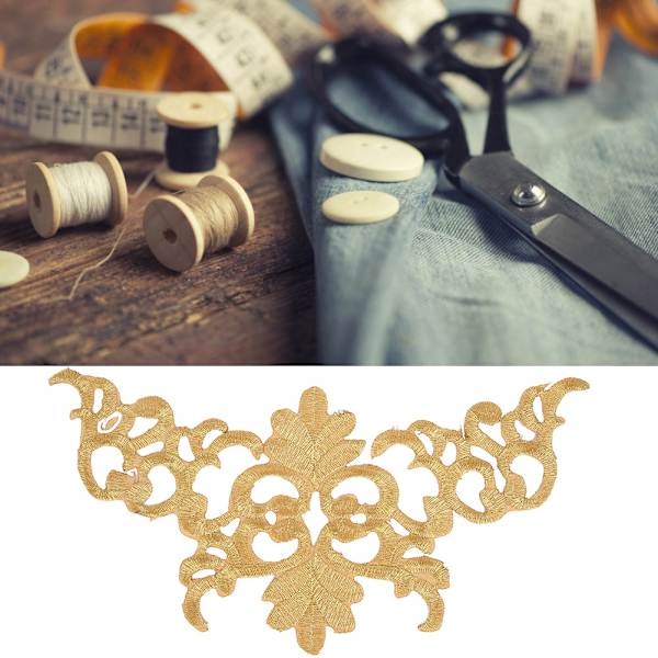 4 STK Broderet Patch Syning Klud Sticker DIY Applikation Håndværk Dekoration Tøj Tilbehør Pagoda Form Guld