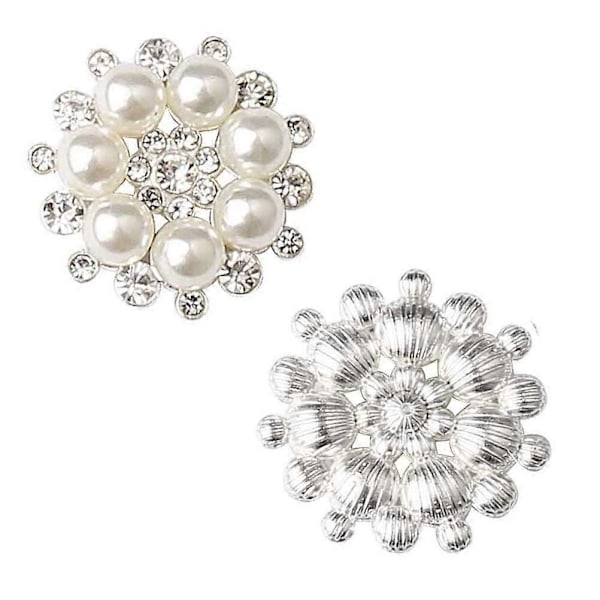 10 stk. Rhinestone Perlepynt, Håndverksperleblomstknapper Perleblomstpynt Runde Rhinestone Faux Perler til Dekorasjon