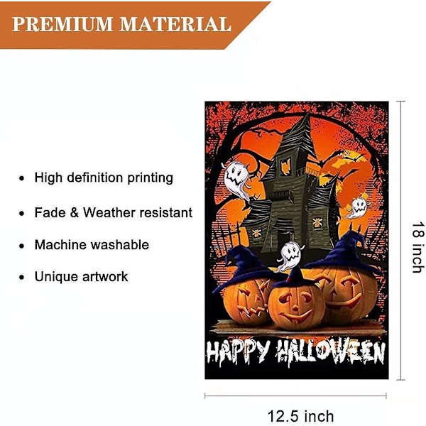 Halloween Haveflag - Græskarspøgelser Dekorativ Dobbeltsidet Haveflag (12,5\" X 18\")