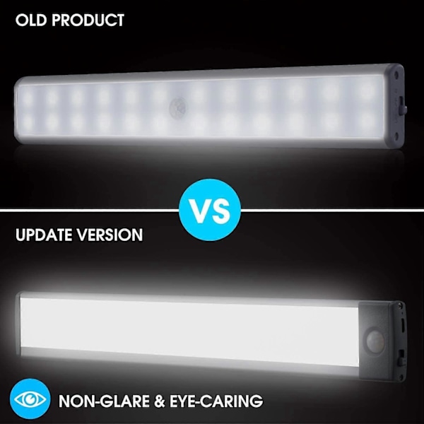 Dww-Under Skåp Belysning, alla LED-skärmar Rörelsesensor Skåp med 54 lamppärlor, trådlös uppladdningsbar Stick-on n'im