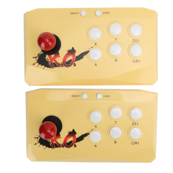 Dubbel trådlös fighting joystick gamepad spel fight stick controller TV spelkonsol gul