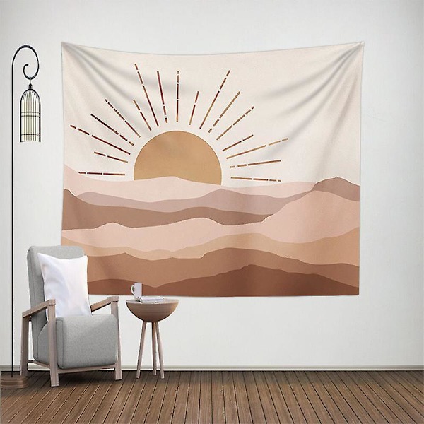 Soluppgång och Berg Gobeläng Bohemisk Medeltida Gobeläng Dekor Abstrakt Natur Landskap Väggbonad Konst Minimalistisk Heminredning Sovrum Vardagsrum