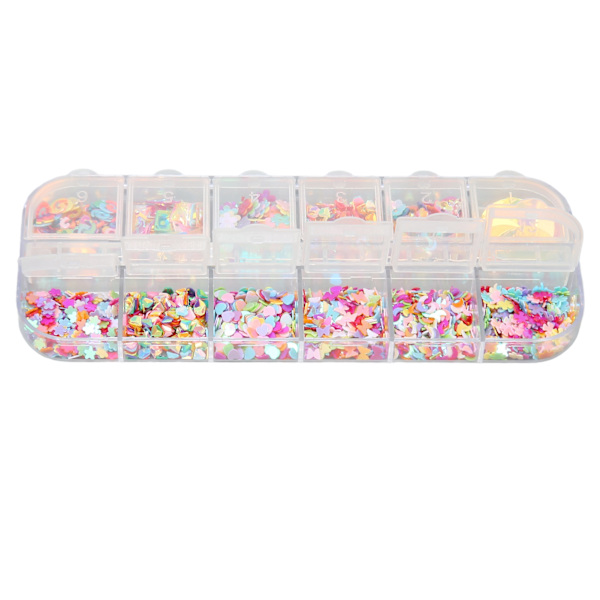 12 rutnät färg paljetter 4 st nagel glitter flingor DIY dekaler konfetti konst glitter paljetter