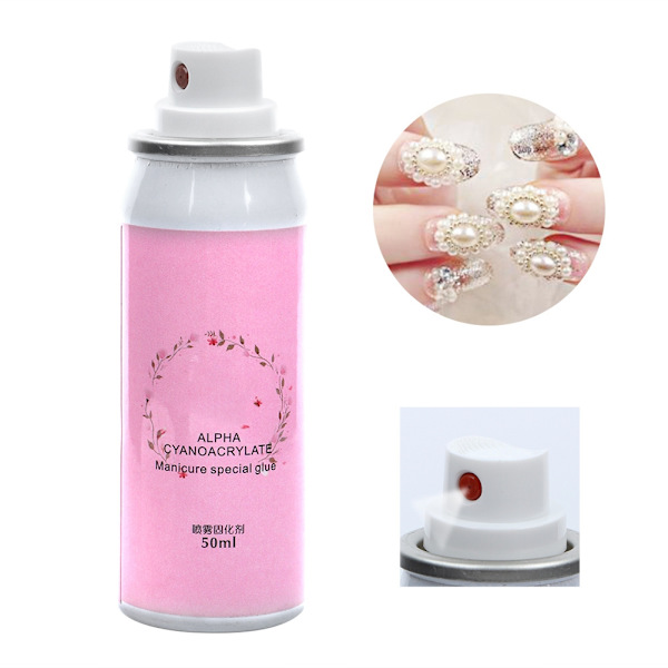 50 ml nagelkonstlimspray härdningsmedel för nagelsmycken strass faux pärla nagellim härdning