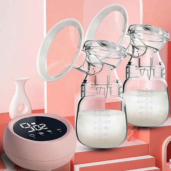 Bærbar Dobbelt Elektrisk Brystpumpe Anti-tilbageflow Ultra-stille Smertefri Pink 1 stk