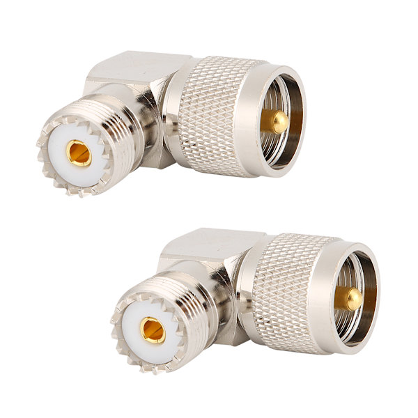 2st UHF hane PL259 till hona SO239 rätvinklig RF koaxialadapter kontaktomvandlare