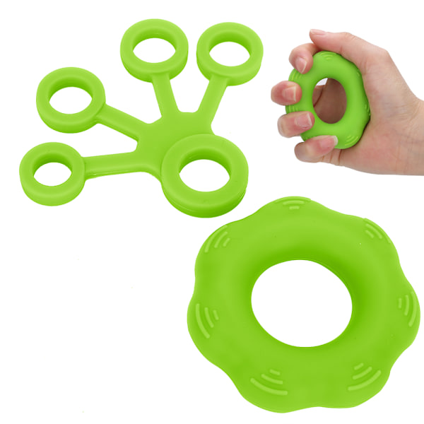 Finger Pull Ring Finger Træning Modstandsbælte Håndstyrke Træner Ring Expander Græsgrøn
