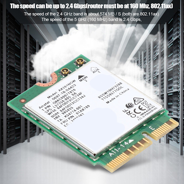 Netværkskort til Intel AX201NGW WIFI 6 Gigabit 2400M M.2.CNVio2 Interface til Bluetooth 5.0