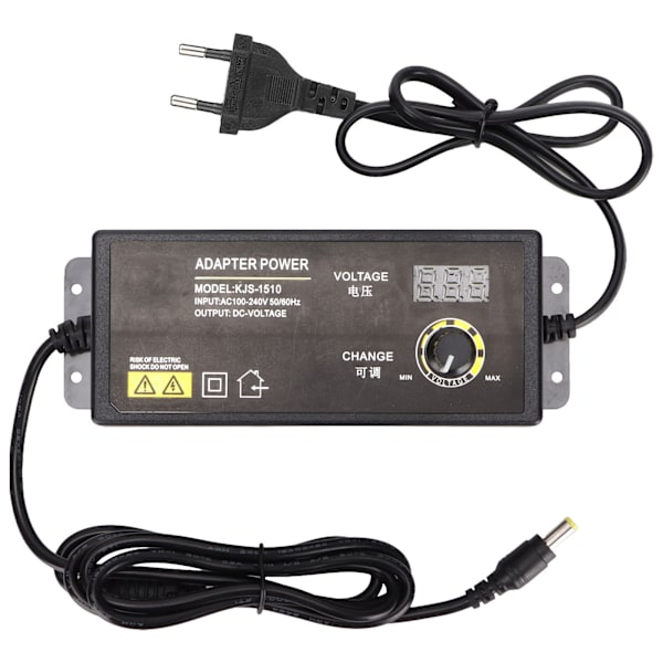 Strømadapter Justerbar spenningshastighetsregulering 3‑24V 4A 90W LED digital skjermadapter 100‑240VEU Plugg