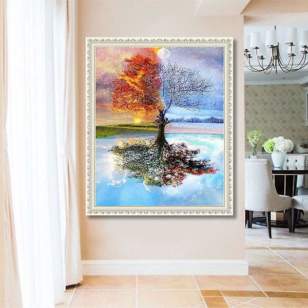 Sesonal Tree Diamond Painting Kit - DIY Crystal Cross Stitch aikuisille ja lapsille