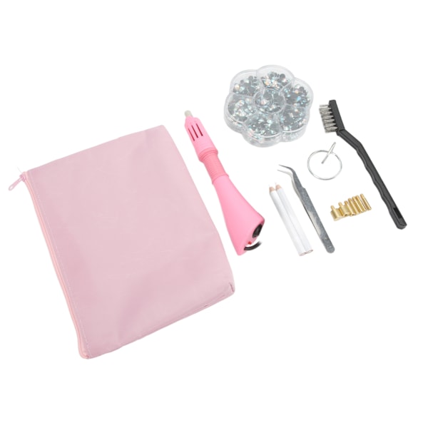 Hotfix Rhinestones Set Bærbar Oppbevaringsboks Rask Oppvarming DIY Making Rhinestone Applicator Kit Bred Spenning 110 til 220V EU-plugg