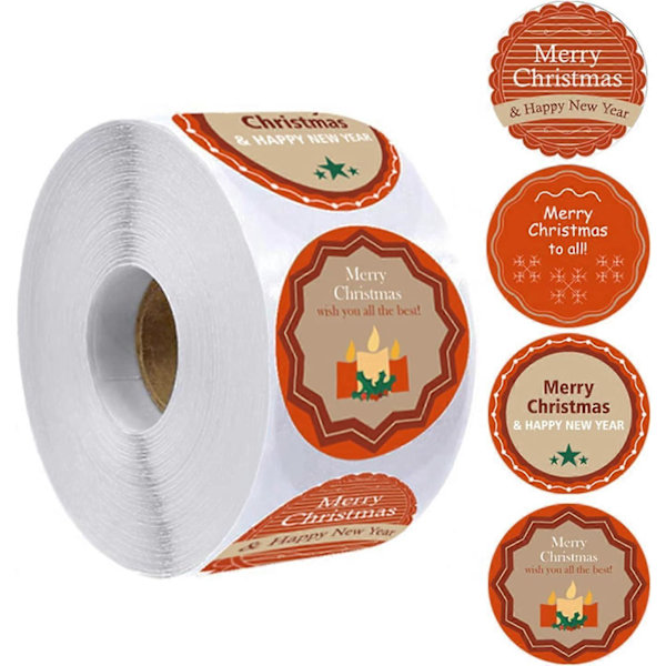 500 stk. God Jul-klistremerker 4 design Runde forsegletiketter for barnekort Juleklistremerker for konvolutter